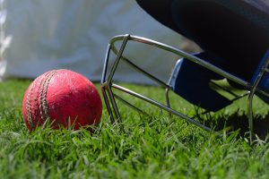 Cricket ball and halmet